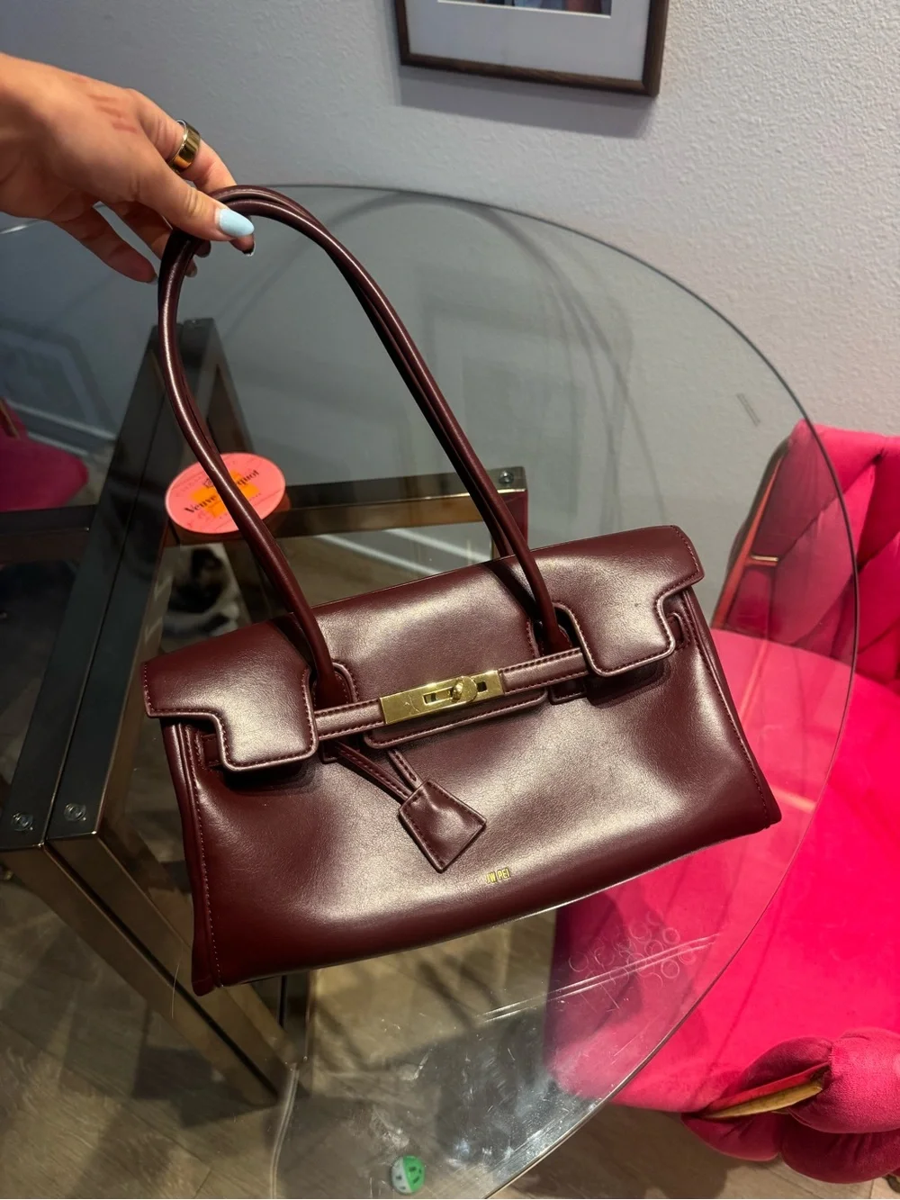 JW PEI NEW Burgundy Structured Shoulder Bag with Gold Hardware